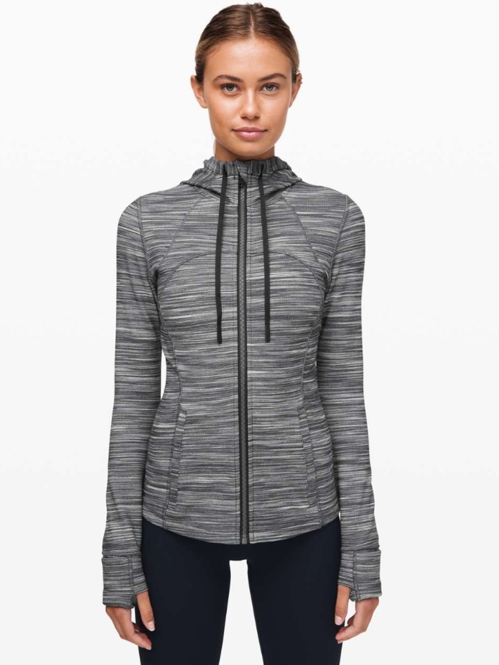 Gray Striped Zip-Up Athletic Jacket
